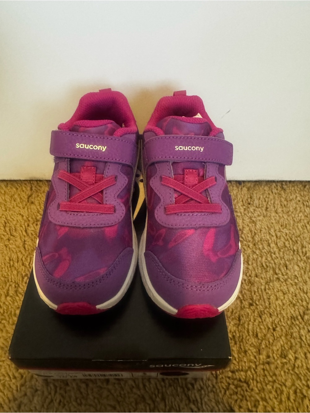 Saucony Kids Purple and Pink Velcro Athletic Sneakers